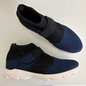 MARNI Mens Size 9 High-Top Sneaker Velcro Navy Blue/Black Neoprene